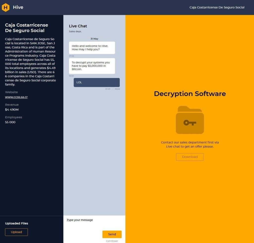 Hackers piden $5 millones a la CCSS tras hackeo del pasado martes 3 WhatsApp Image 2022 06 01 at 11.37.48 PM