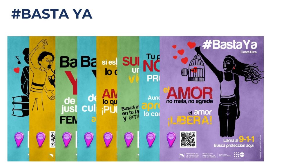 Dí­a Internacional de la Eliminación de la Violencia contra las Mujeres
Violencia de género
Derechos de las mujeres
Puntos Violeta
Espacios Seguros
Ruta de Género
Feminicidio
Acoso sexual
INAMU (Instituto Nacional de las Mujeres)
Protocolo de violencia