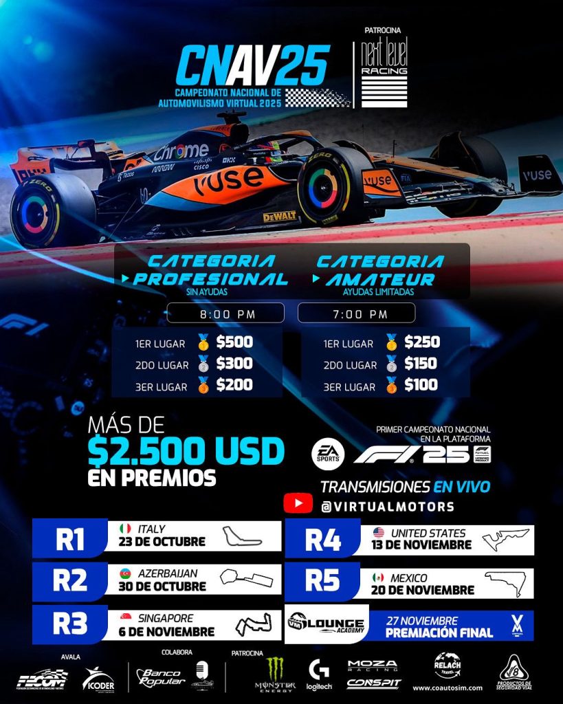 Costa Rica acelera al máximo con el primer Campeonato Nacional de Fórmula 1 Virtual 3 WhatsApp Image 2025 10 11 at 12.49.33