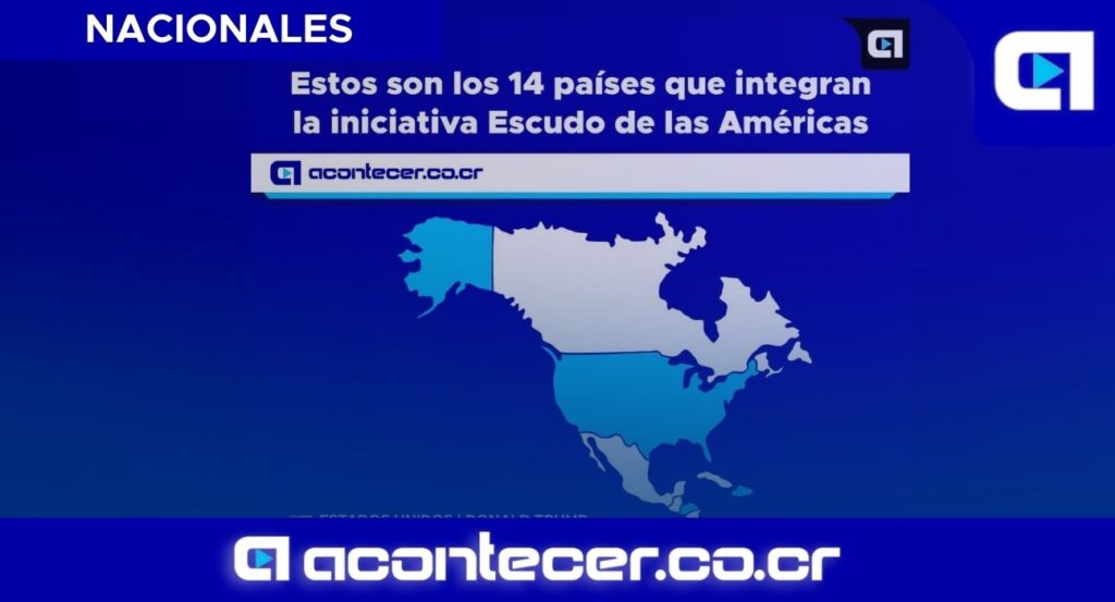 Mapa de América mostrando los 14 países miembros de la iniciativa Escudo de las Américas