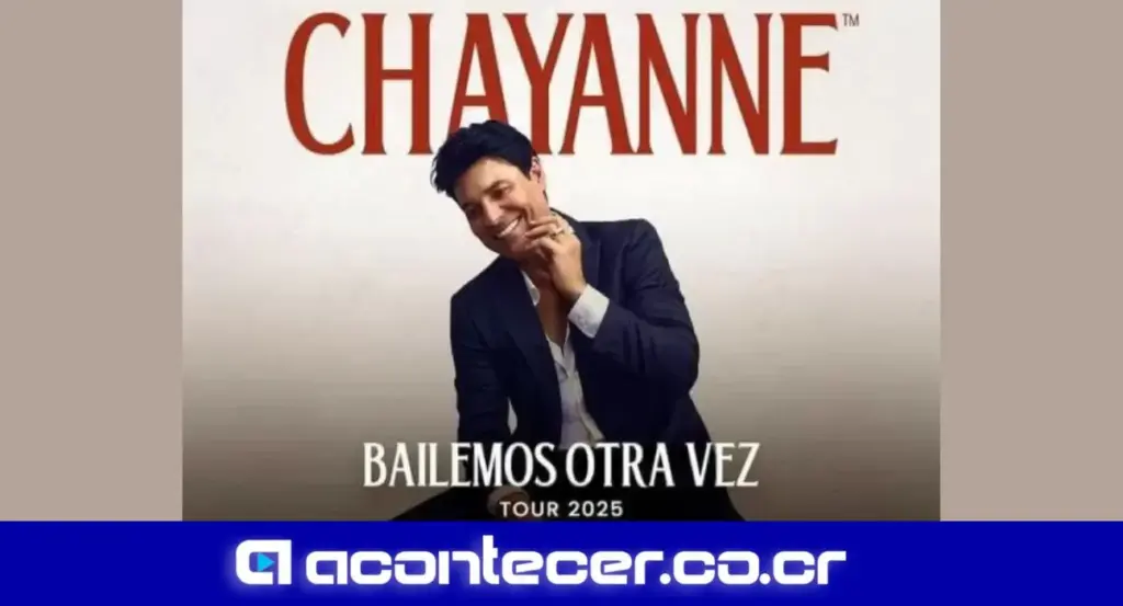 Cartel promocional del concierto de Chayanne en Costa Rica con información de precios de entradas
