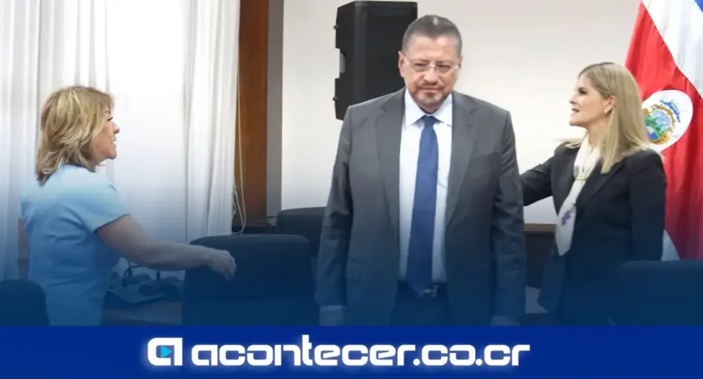 Magistrada Patricia Solano y jerarcas del Poder Judicial en reunión con la presidenta Laura Fernández Delgado en Casa Presidencial, Zapote