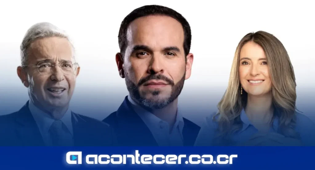 Excandidata colombiana Paloma Valencia y expresidente Álvaro Uribe durante actos de respaldo a candidato Abelardo de la Espriella en segunda vuelta electoral Colombia 2025