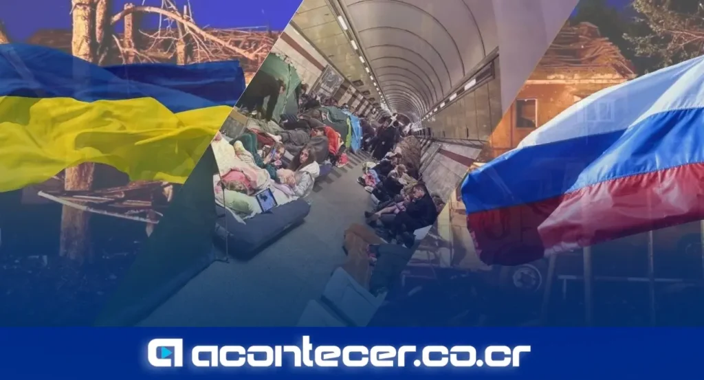 Residentes de Kiev refugiados en estaciones del metro durante ataques aéreos contra la capital de Ucrania