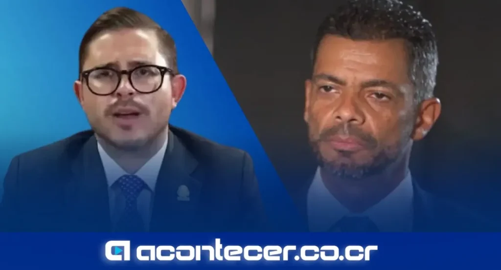 Ministro de Justicia y Paz Gabriel Aguilar en conferencia de prensa sobre denuncia penal contra fiscal Carlo Díaz por celulares en cárceles de Costa Rica
