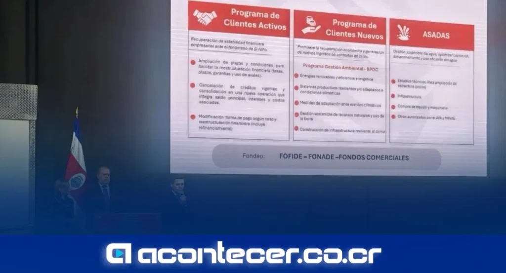 Representantes del Banco Nacional, Banco de Costa Rica y Banco Popular durante el anuncio de medidas conjuntas ante el Fenómeno de El Niño en Santo Domingo de Heredia