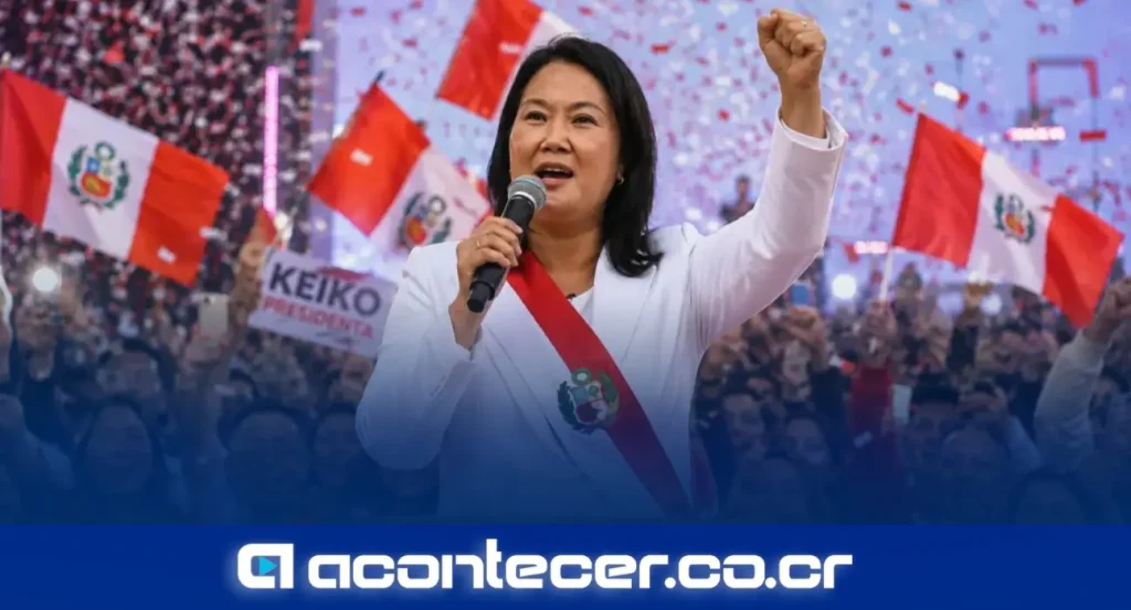 Keiko Fujimori, candidata de Fuerza Popular, durante un evento de campaña en Perú