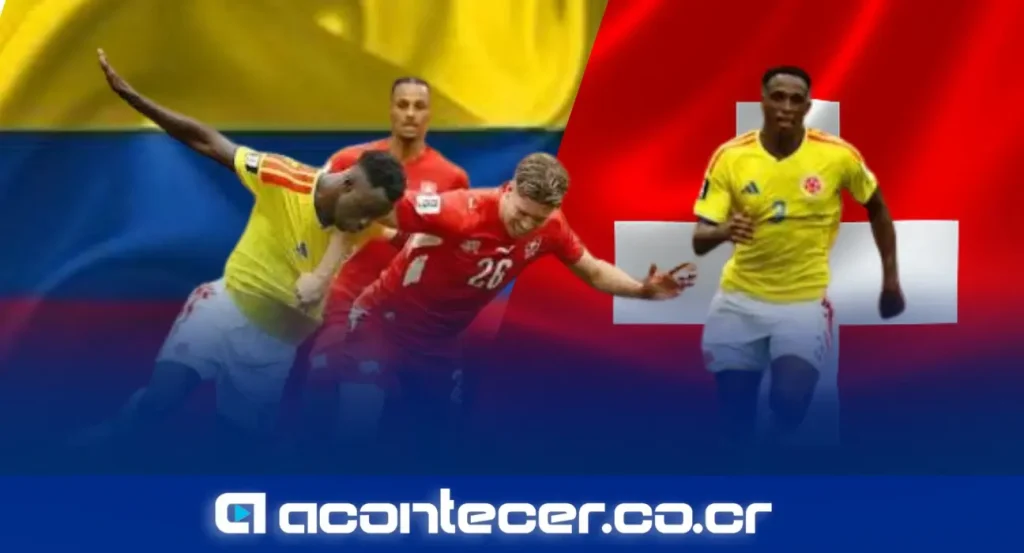 Jugadores de la selección de Suiza celebrando tras vencer a Colombia en tanda de penales en el BC Place de Vancouver