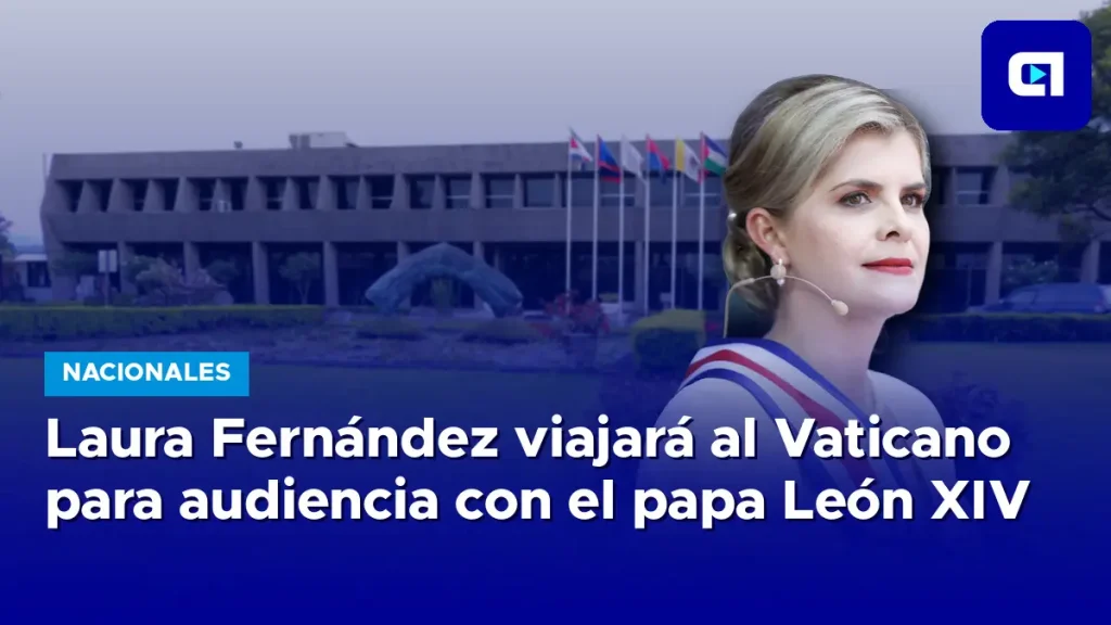 Presidenta Laura Fernández Delgado durante anuncio de gira oficial al Vaticano y España en octubre