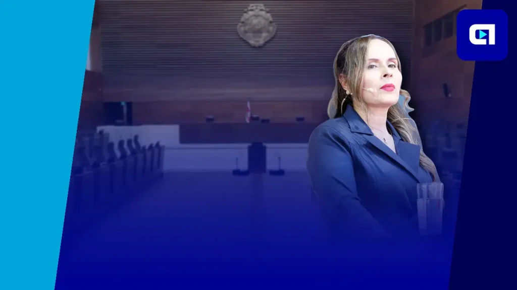 Yara Jiménez, presidenta de la Asamblea Legislativa de Costa Rica, durante sesión del Directorio Legislativo donde se discutió el presupuesto 2027
