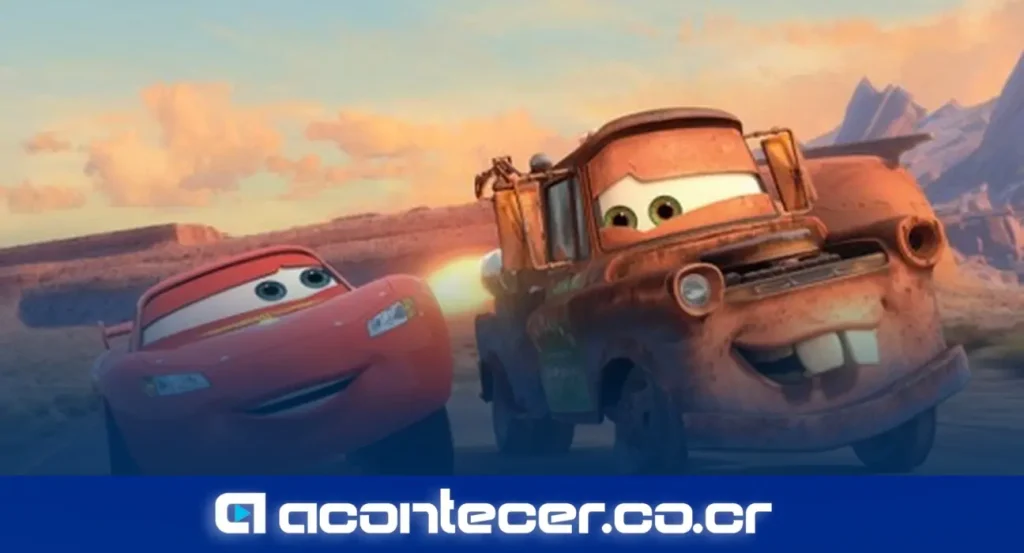 Rayo McQueen y Mate en una escena de Cars: Una Aventura Sobre Ruedas, película de Disney y Pixar que se reestrena en cines por su 20 aniversario